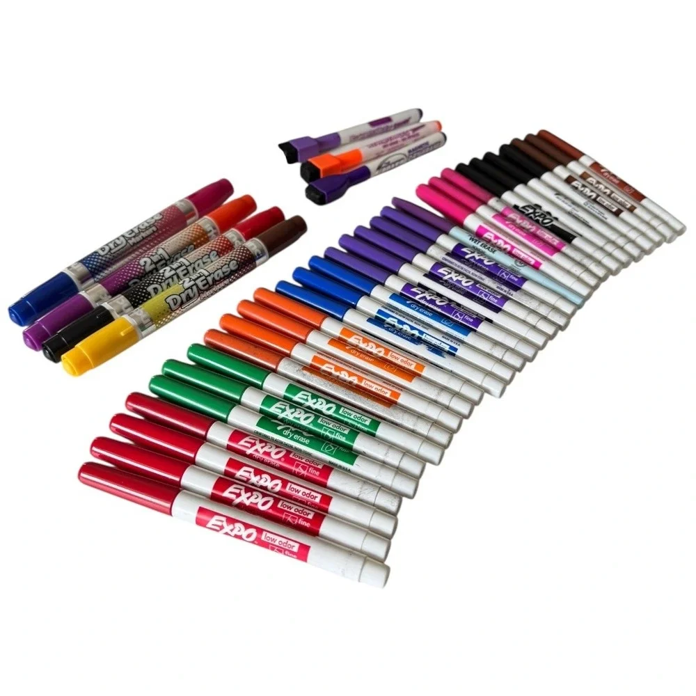Expo Low Odor Dry Erase Marker Lot Pack Fine Tip Whiteboard Markers Erasers B20Q